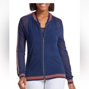 Anatomie monica navy multi sheer full zip jacket ladies medium or large new